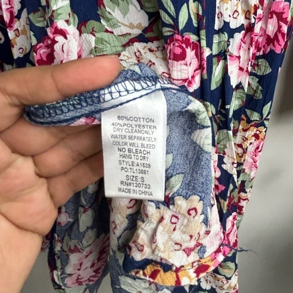 Umgee Usa Floral S Oversized Minimalist boho Flowy woven Long Sleeve Midi Dress - Picture 7 of 9